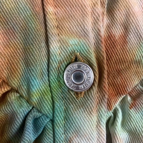 Zara tank top denim mini ruffle dress, ice toe dye - Picture 10 of 11